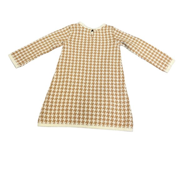 HOPE & HENRY Bow Detail Child’s Sweater Dress Sz 3 Tan Houndstooth 100% … - Picture 8 of 13